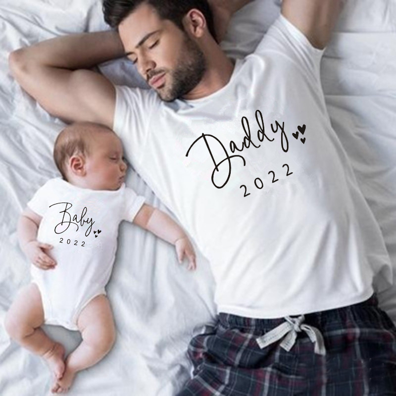 推荐Funny Baby Daddy 2022 Family Matching Clothing Simple Pr