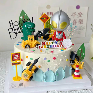 饰品摆件儿童男孩生日派对装 卡通奥特曼打怪兽英雄超人蛋糕装 扮