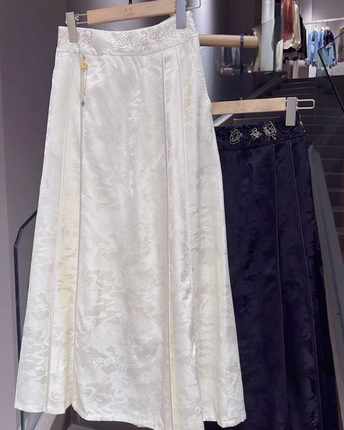 《婷婷定制》时尚中式国风气质刺绣复古新中式提花半裙 0257