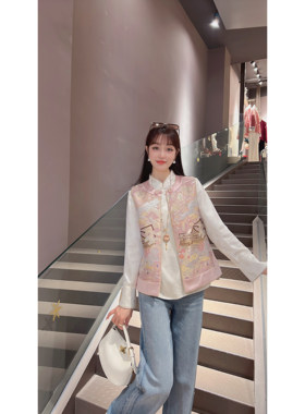 2026年新中式亭台楼阁时尚提花女马甲7545