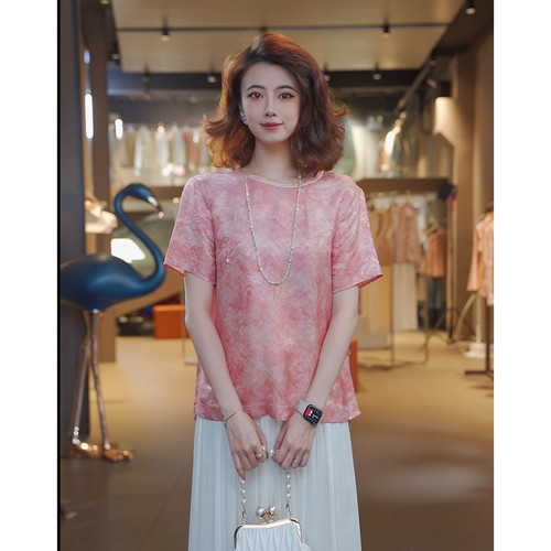 2026年重工百搭圆领女短袖衬衣0098