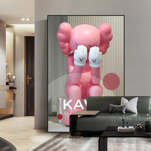 潮牌kaws挂画玄关暴力熊