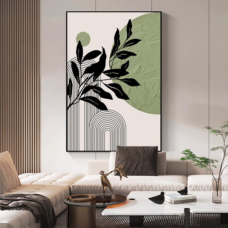 现代简约侘寂风抽象客厅落地画图片