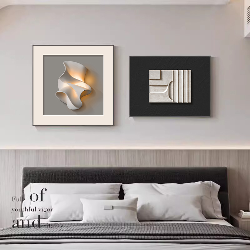 简约现代卧室床头装饰画轻奢艺术主卧房间壁画抽象高级感客厅壁画图片