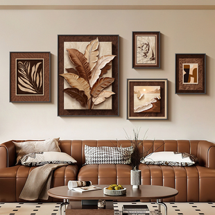 家大业大美拉德客厅装饰画中古风艺术沙发背景墙挂画大气组合壁画