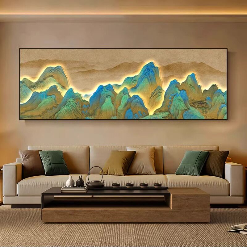千里江山画客厅沙发装饰画新中国风办公室背景墙挂画山水画靠背壁