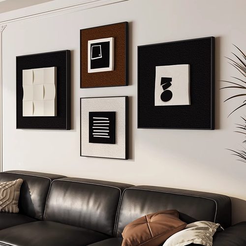现代极简黑白抽象艺术客厅装饰画