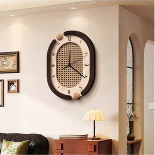 中古风简约创意钟表客厅挂画电视背景墙挂钟装饰画高级感餐厅时钟
