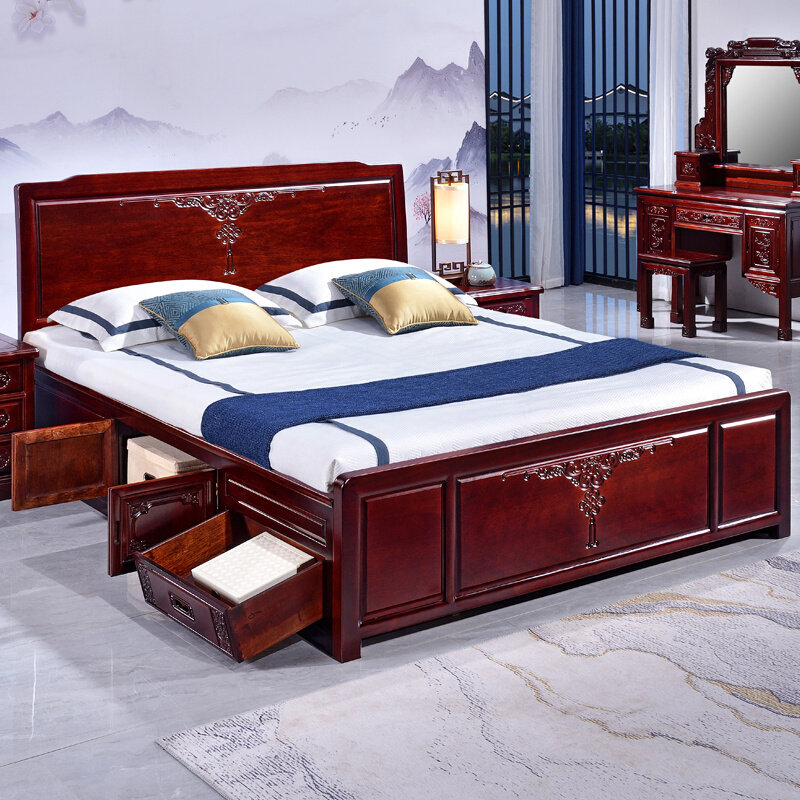 8米中式明清古典1.5米菠萝格全实木大床