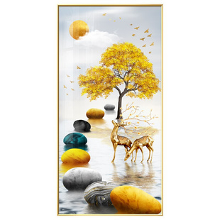 饰画竖v版 入户玄关装 现代简约走廊尽头过道壁画玄幻挂画 新款 新品