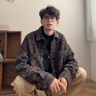 271 毛呢潮牌情侣装 BLACBUK复古高级感外套男小香风格 子衬衫