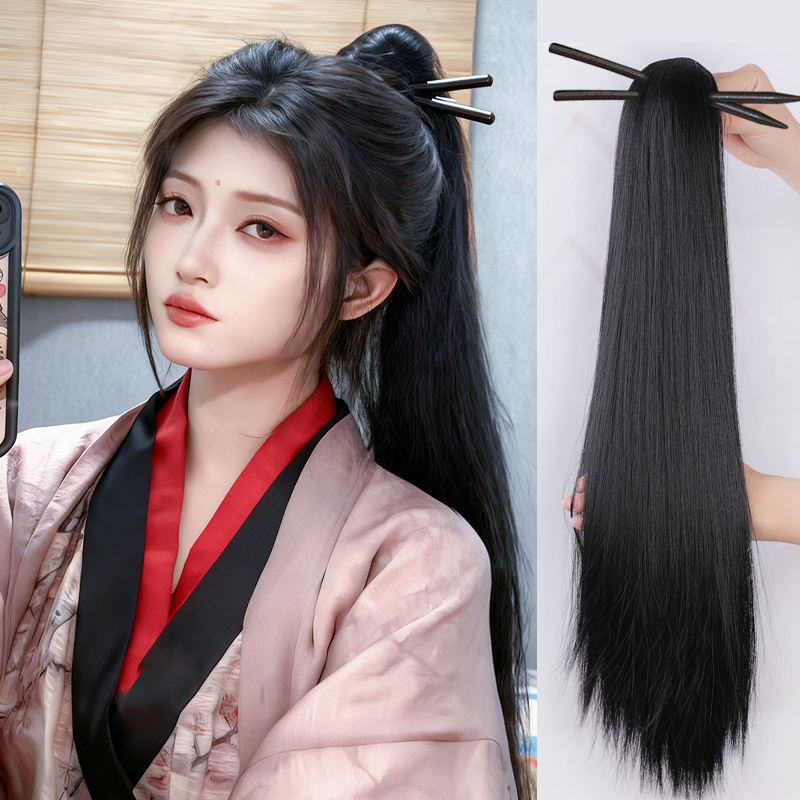 古风发簪假发辫子长马尾