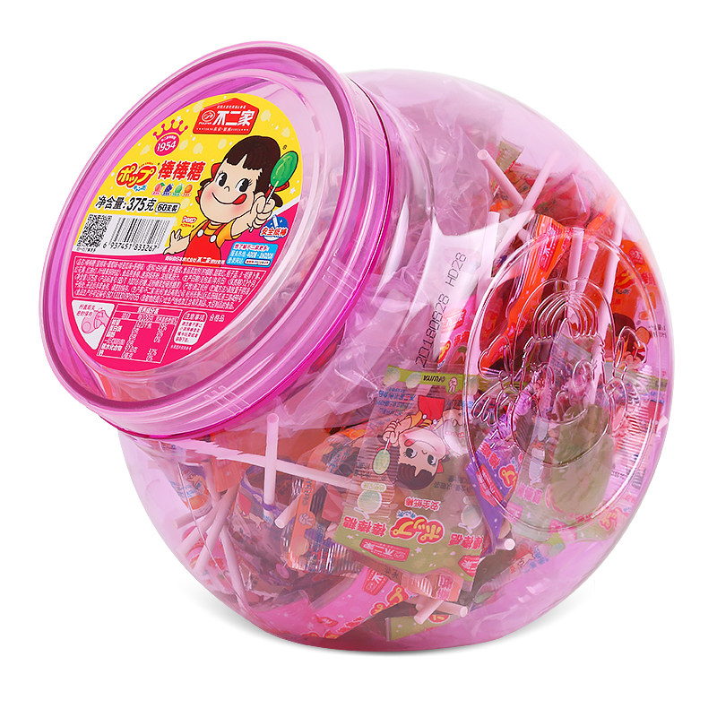 不二家棒棒糖桶装水果牛奶味圣诞节糖果新年货儿童小零食喜糖