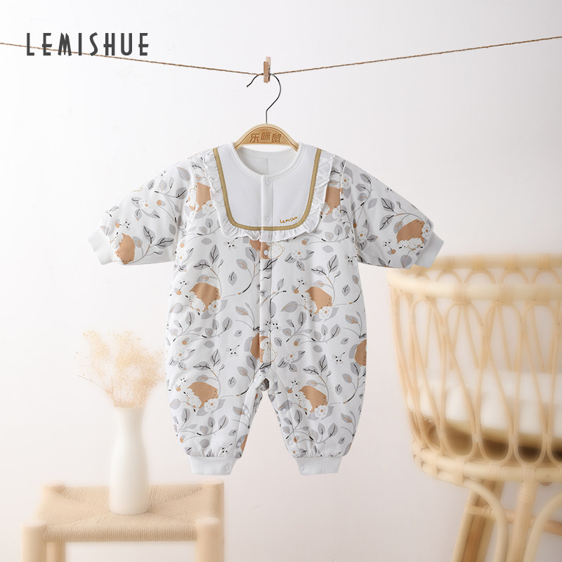 LEMISHUE乐咪鼠宝宝棉服女冬季新生儿哈衣爬服外出衣服婴儿连体衣