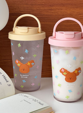 BLUUF TAG原创雀斑小狗夏天tritan吸管大容量水杯710ml便携透明款