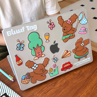 BLUUF pro 可爱创意透明磨砂pc材质适用于macbook TAG原创小狗插画苹果电脑保护壳保护套新款 air笔记本系列