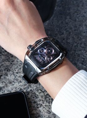 适用AppleWatch S10表带11苹果手表Apple Watch Ultra1/2/3版iWatch6手表带S8兰博改装理查德透明表壳S9高级7