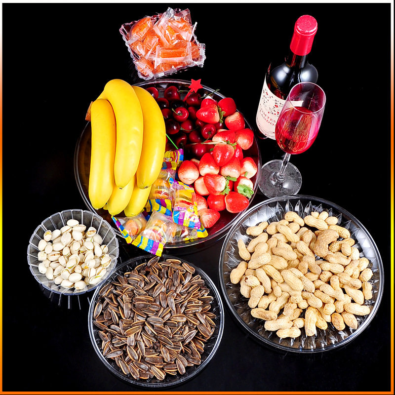 酒吧亚克力水果盘透明干果盘ktv小吃碟大号塑料果盘糖果创意5个装