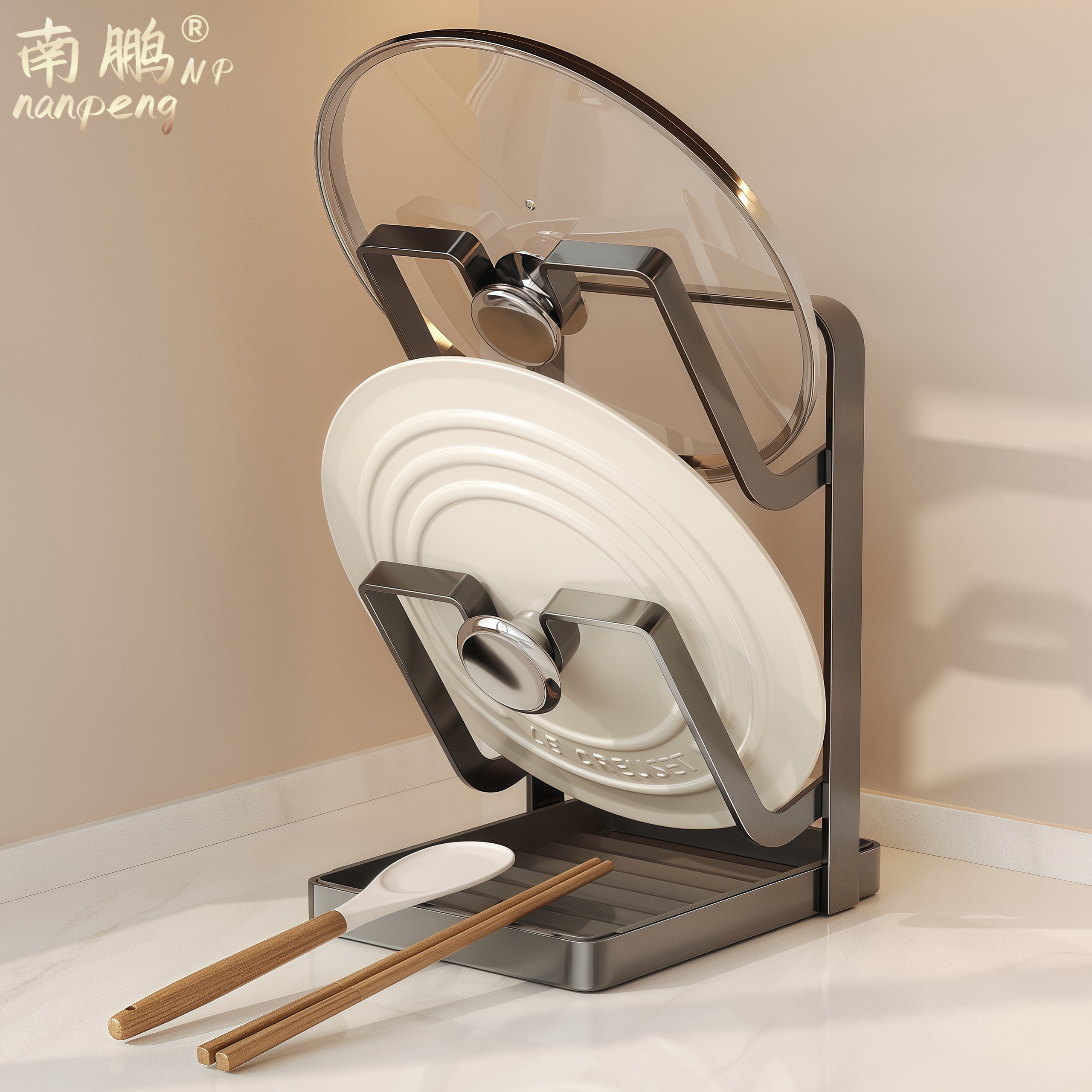 南鹏厨房多功能锅盖架沥水