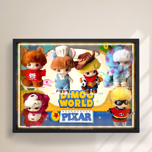 贝格宝泡泡玛特DIMOO WORLD × PIXAR联名系列搪胶毛绒挂件收纳盒