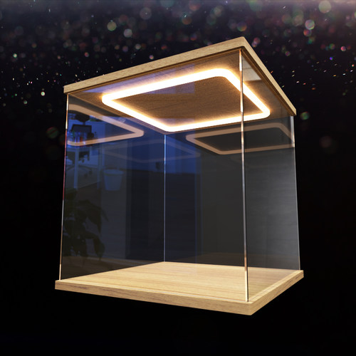 回形灯带灯亚克力高透明玻璃展示盒手办模型高达发光防尘罩子定制