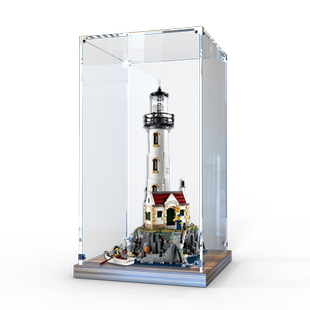 亚克力展示盒 适用乐高21335 IDEAS系列电动灯塔手办木质底收纳盒