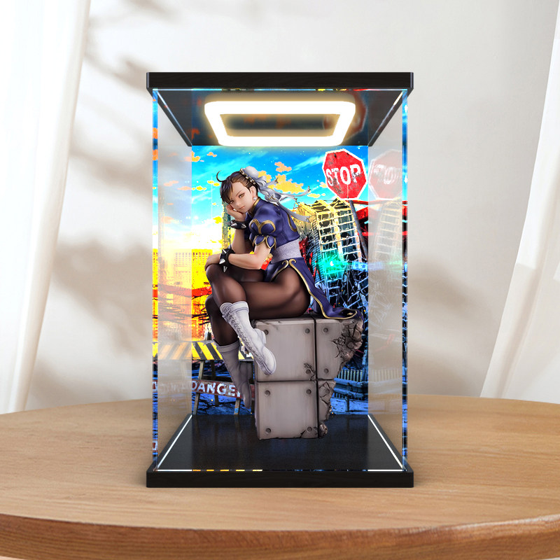 适用MAX Factory MF 街头霸王 春丽 手办罩子回型灯可开门收纳盒