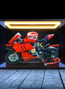 防尘罩回灯高清收纳盒适用科技系列机械42107杜卡迪V4R摩托车模型