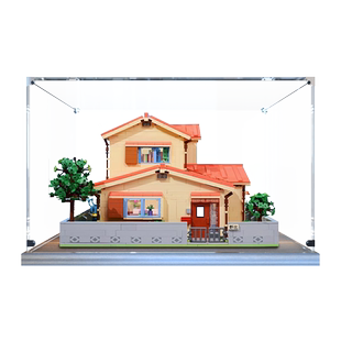 亚克力展示盒适用Keeppley哆啦A梦野比大雄的家积木木制底收纳盒