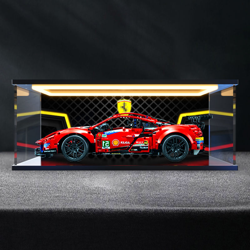 适用乐高42125法拉利488GTE模型收纳盒灯光回灯型亚克力展示盒