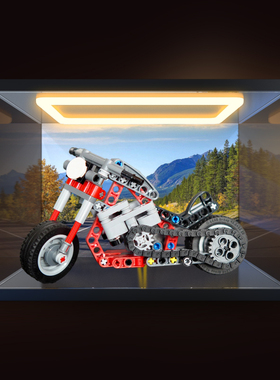 适用乐高 机械组系列 42132 双合一摩托车积木亚克力回型灯收纳盒