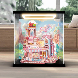 贝格宝适用糖果工坊拼图木质摆件拼装积木模型亚克力回型灯收纳盒