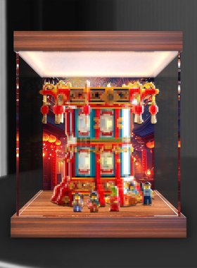 新春福来运转灯适用积木80116手办模型灯箱款亚克力高透明展示盒
