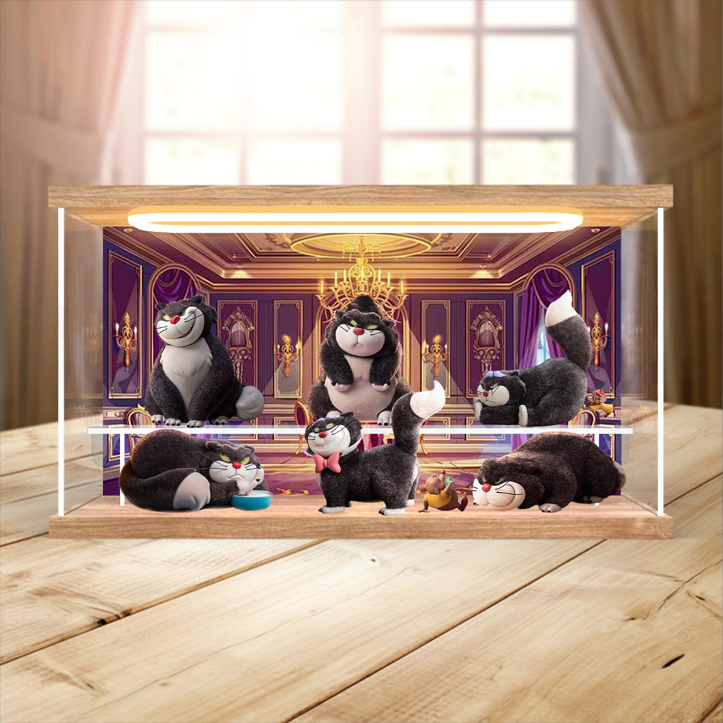 亚克力收纳盒适用52TOYS 迪士尼 坏猫猫路西法系列潮玩盲盒防尘罩