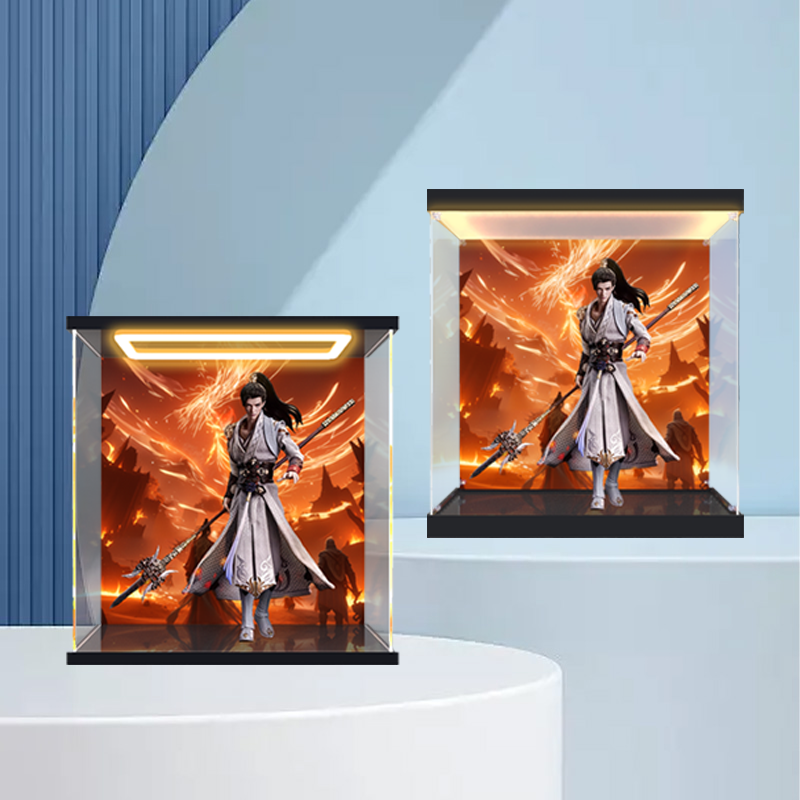 适用完美世界石昊下界手办模型亚克力透明防尘罩主题彩绘款收纳盒