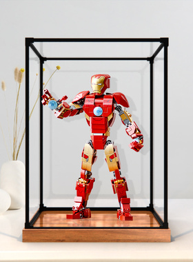 亚克力展示盒适用乐高76206 钢铁侠人偶玩具收纳盒模型合金防尘盒