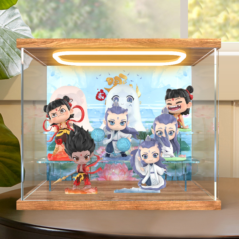 适用POPMART泡泡玛特哪吒之魔童闹海天生羁绊手办收纳盒展示架