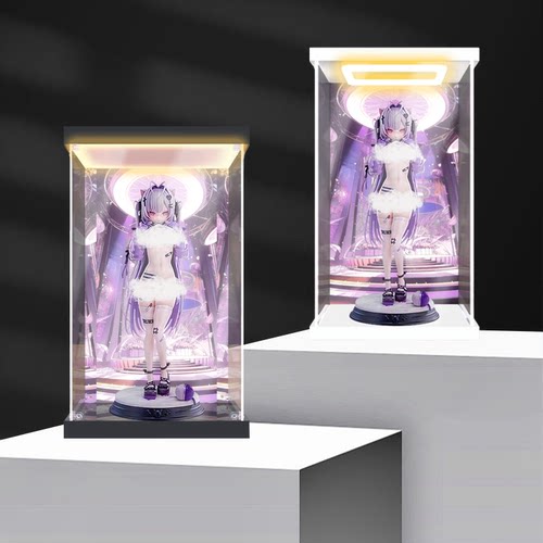 高清收纳盒适用Kiwi Toys 舒比 猫耳 手办桌面摆件带灯亚克力防尘