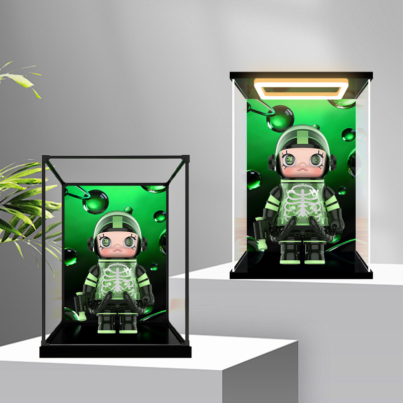 适用泡泡玛特 Molly 400% 元素 NO.88 潮玩手办亚克力防尘收纳盒