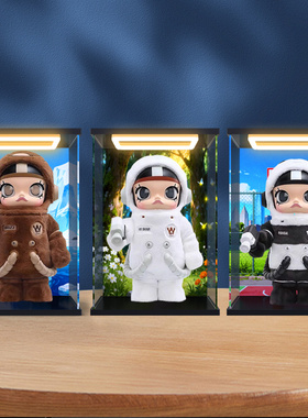 回灯透明收纳盒适用于泡泡玛特MOLLY咱们裸熊熊猫白熊棕熊400手办