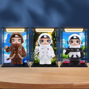 回灯透明收纳盒适用于泡泡玛特MOLLY咱们裸熊熊猫白熊棕熊400手办