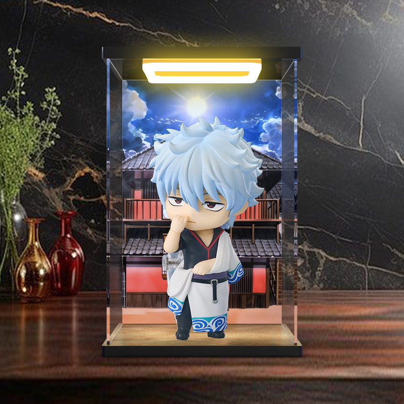 高透明灯箱亚克力手办展示盒适用AOWOBOX坂田银时 粘土人手办模型