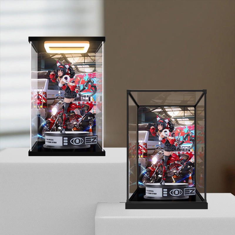 适用撅区灵 狡兔屋 猫宫 又奈 手办模型透明亚克力灯光收纳盒