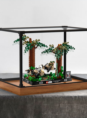 适用乐高75353 合金边框展示盒恩多摩托追逐立体模型亚克力收纳罩