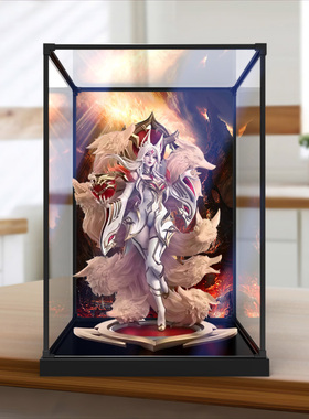 适用英雄联盟名人堂Faker不朽阿狸模型手办防尘合金框高清收纳盒