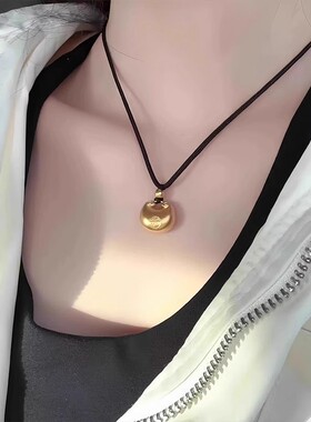 胖福小金坨沙金小福锁吊坠磨砂锁包简约气质锁骨链送女友生日礼物
