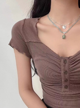 韩国东大门青苔石项链女时尚个性气质百搭高级感简约锁骨链颈链潮