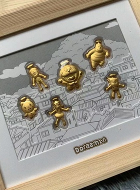 卡通叮当猫黄金999足金哆啦A梦相金币机器猫全家福摆件纪念礼品