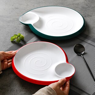 密胺带醋碟蘸料盘子水饺饺子红糖糍粑鸡米花鱿鱼丝炸物KTV小吃盘