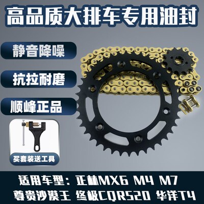 适用终极CQR520华洋T4正林海陵MX6M4M7沙漠王牙盘链条油封套链